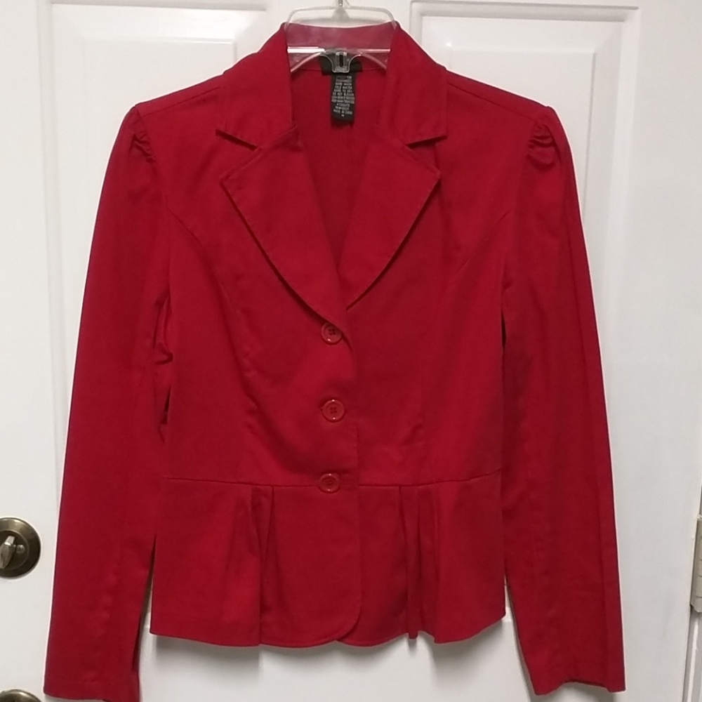 Red, cotton jacket.